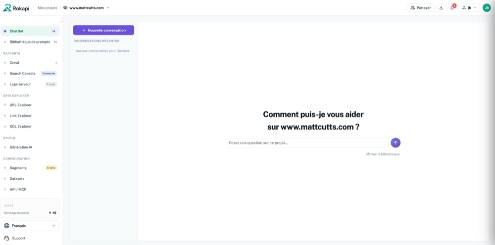 Rokapi - ChatBot IA branché sur les données de crawl